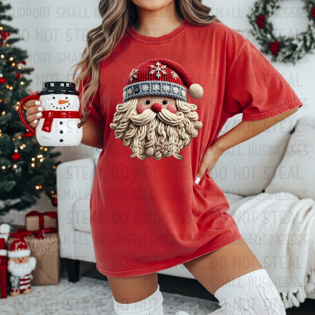 Yarn Beard Santa PNG | Cozy Farmhouse Christmas Digital Design