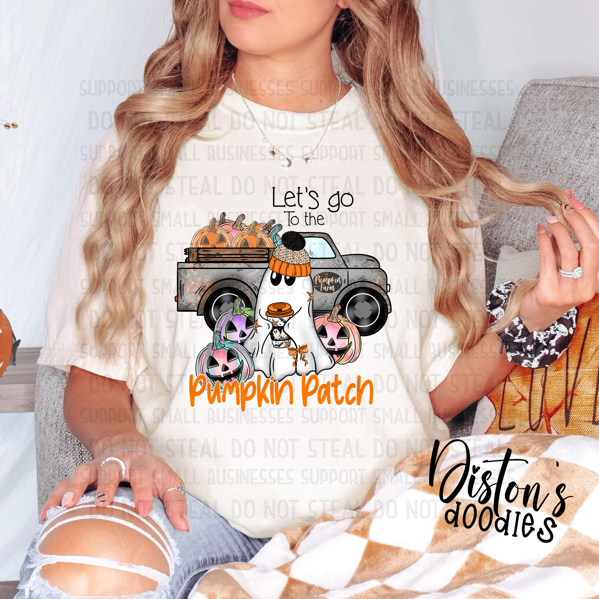 Let’s Go to the Pumpkin Patch Ghost Truck – Halloween Digital Design