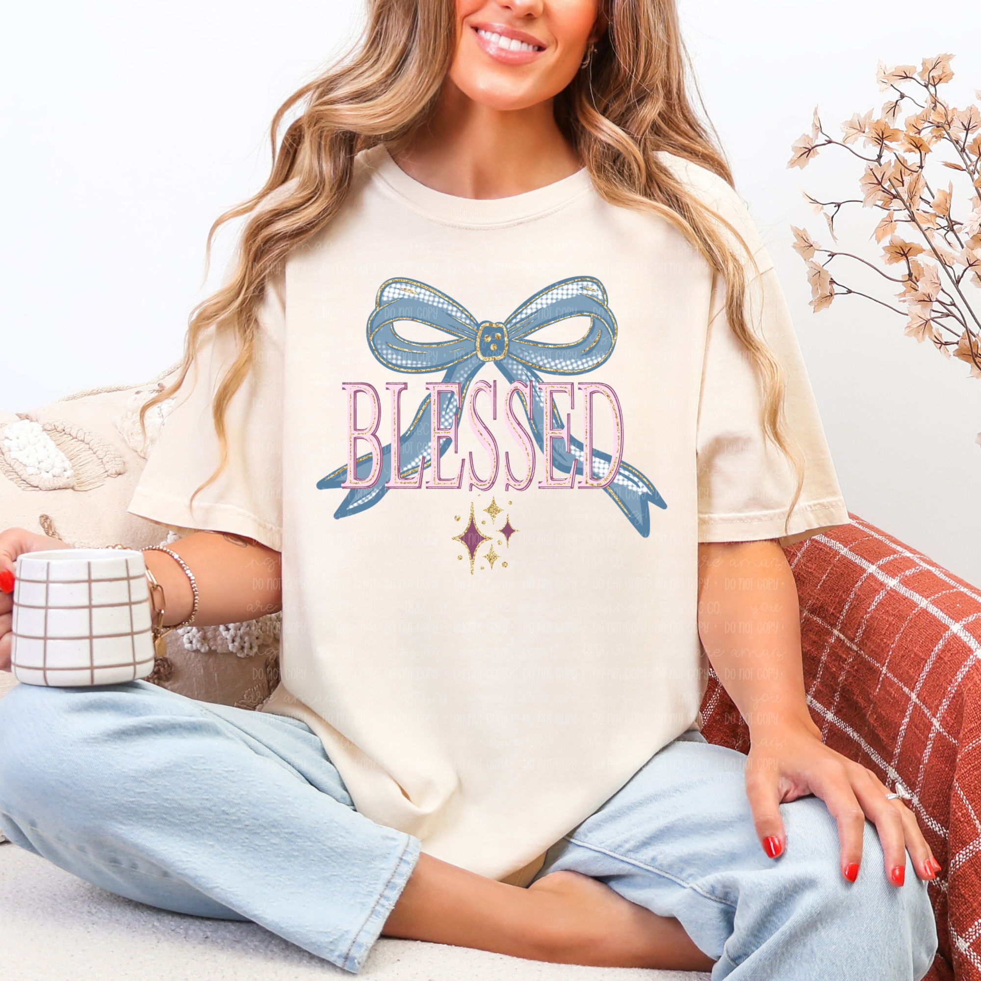 Blessed Christian PNG Bundle – Seamless Pattern, 16oz Wrap & Finished Design