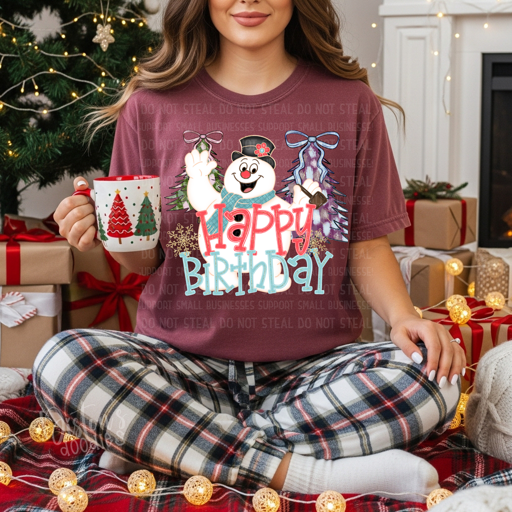Frosty Happy Birthday Christmas PNG