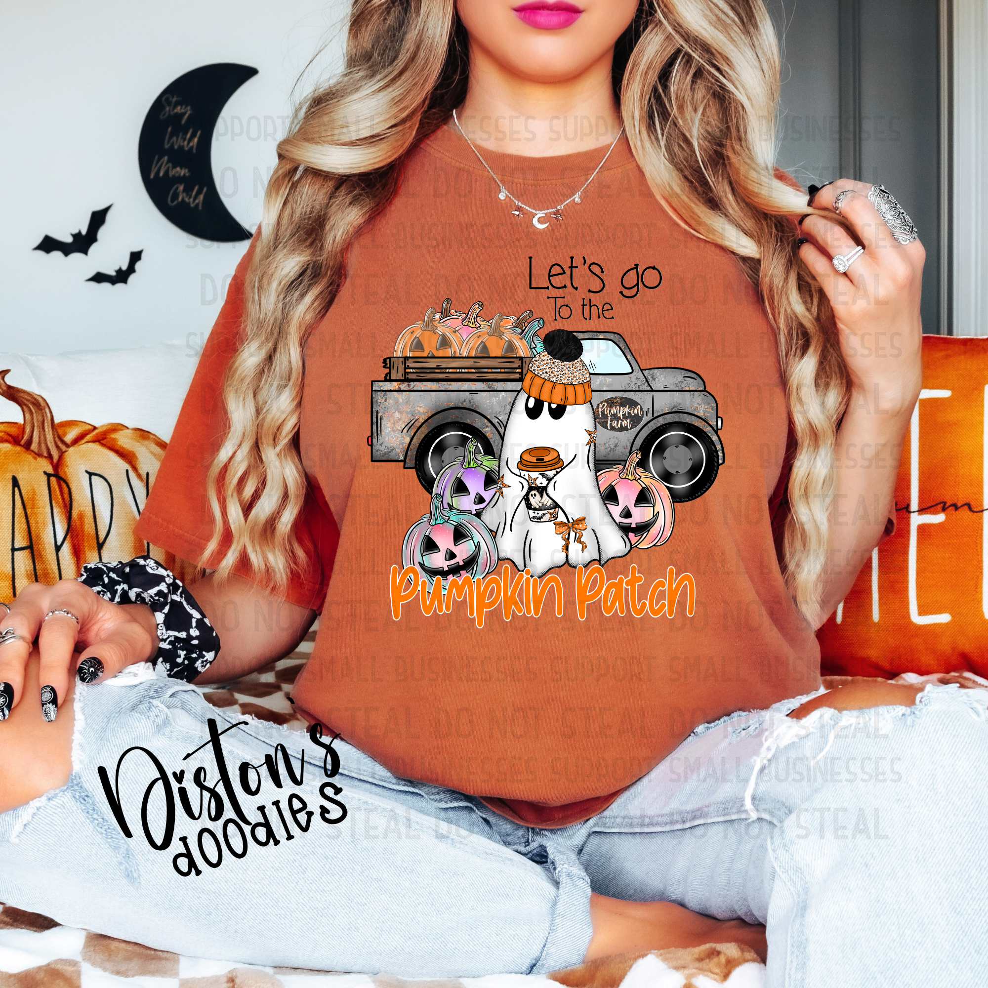 Let’s Go to the Pumpkin Patch Ghost Truck – Halloween Digital Design