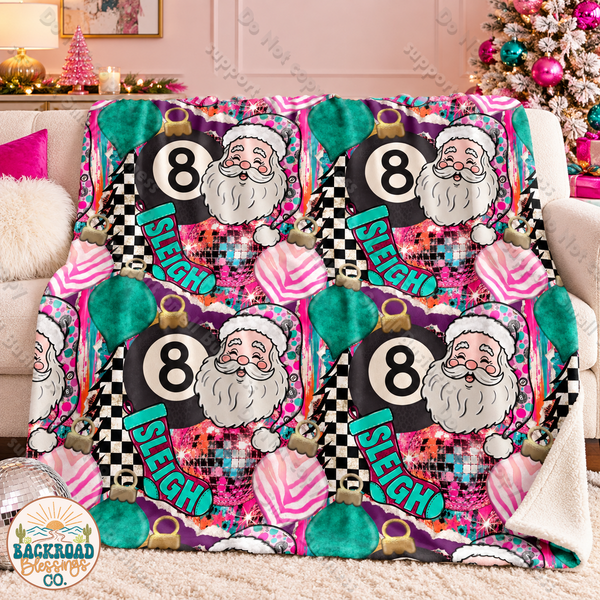 Disco & Mistletoe Christmas Seamless Pattern