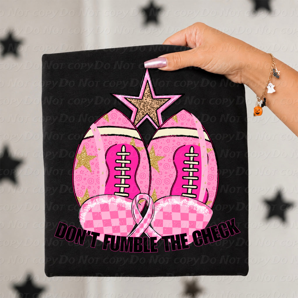 Don’t Fumble the Check Breast Cancer Awareness PNG |