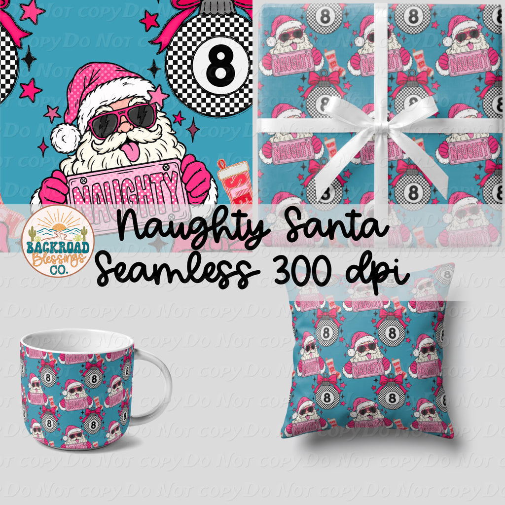 Naughty Santa Seamless PNG