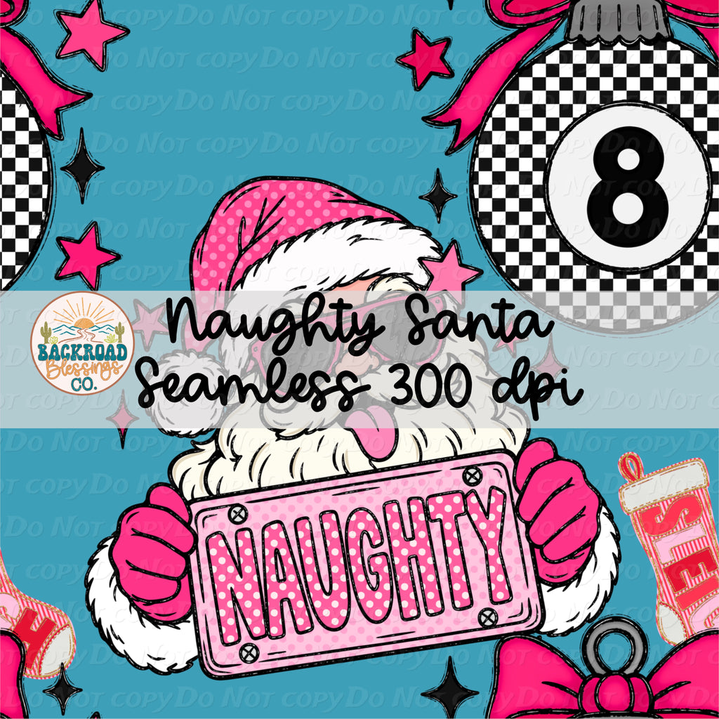 Naughty Santa Seamless PNG