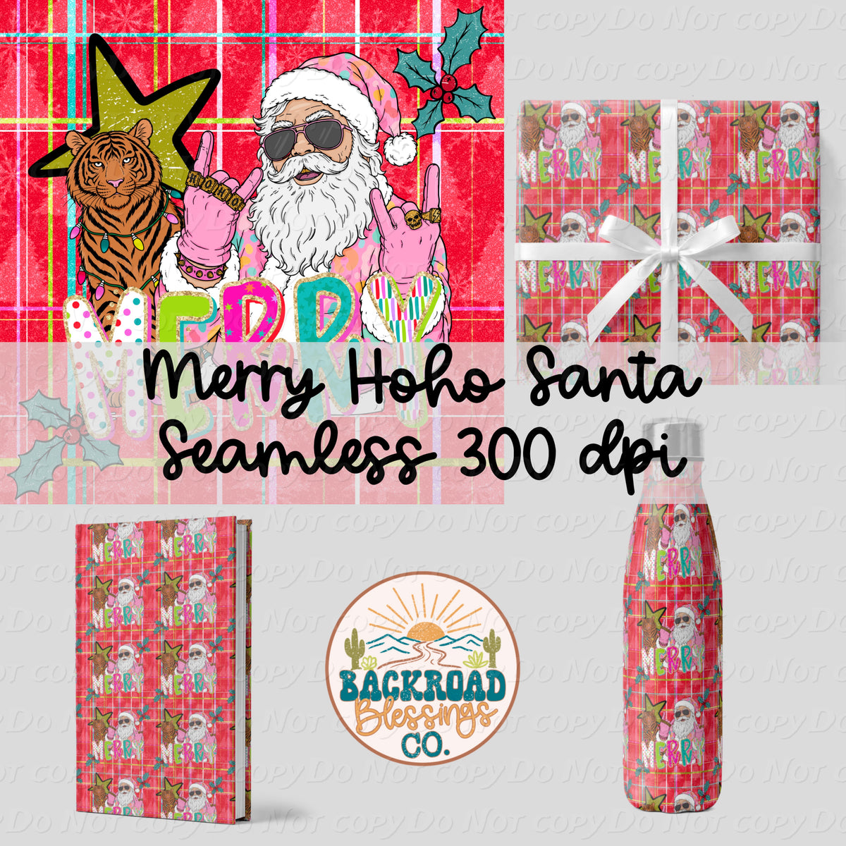 Merry Hoho Santa Seamless