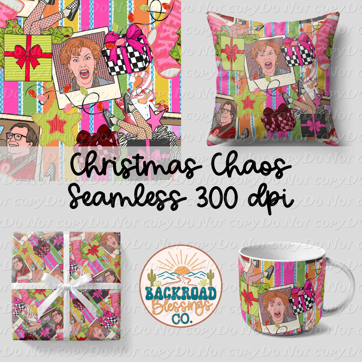 Christmas Chaos Club Seamless Pattern