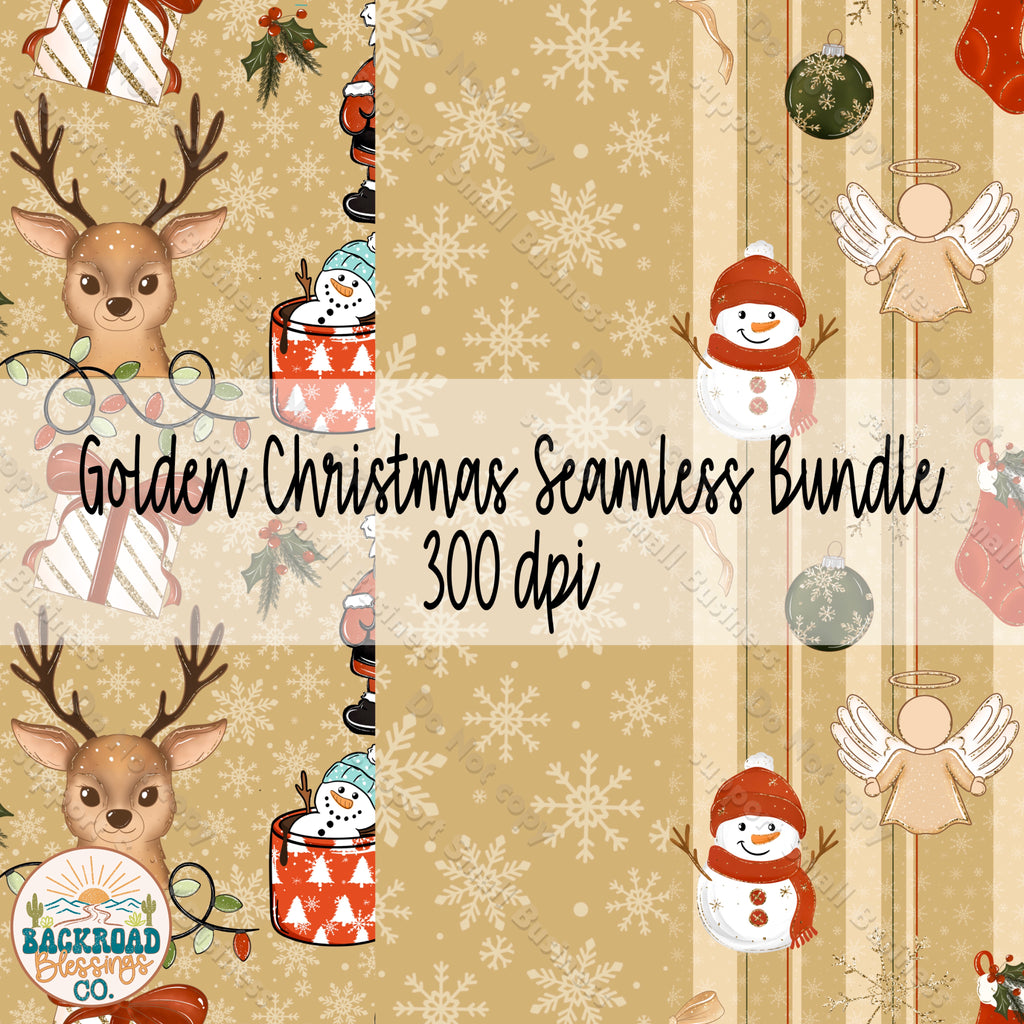 Golden Christmas Wishes Seamless Bundle