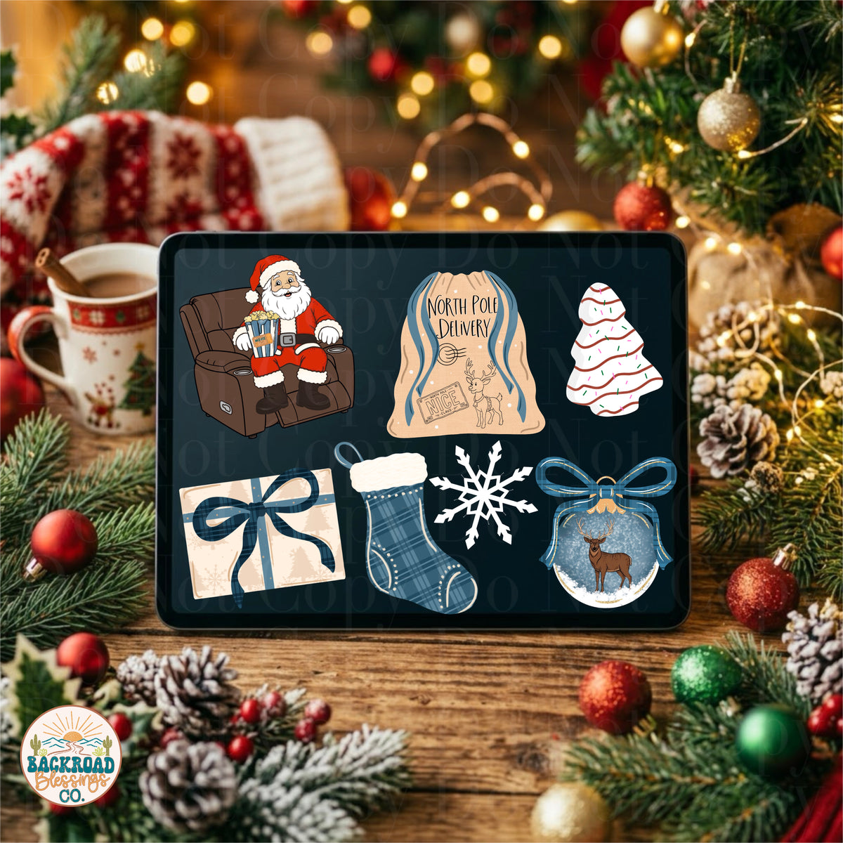 Blue Christmas clipart bundle