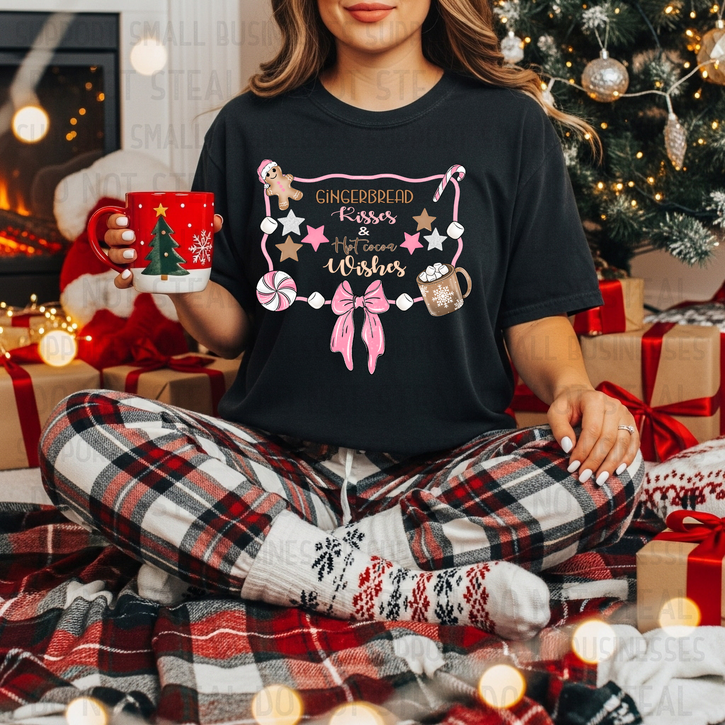 Gingerbread Kisses & Hot Cocoa Wishes | Christmas Digital Design