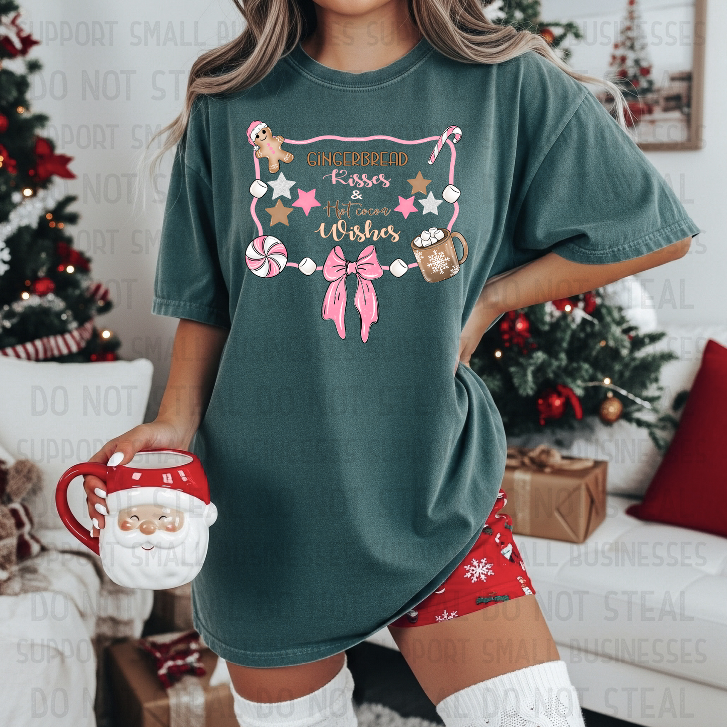 Gingerbread Kisses & Hot Cocoa Wishes | Christmas Digital Design