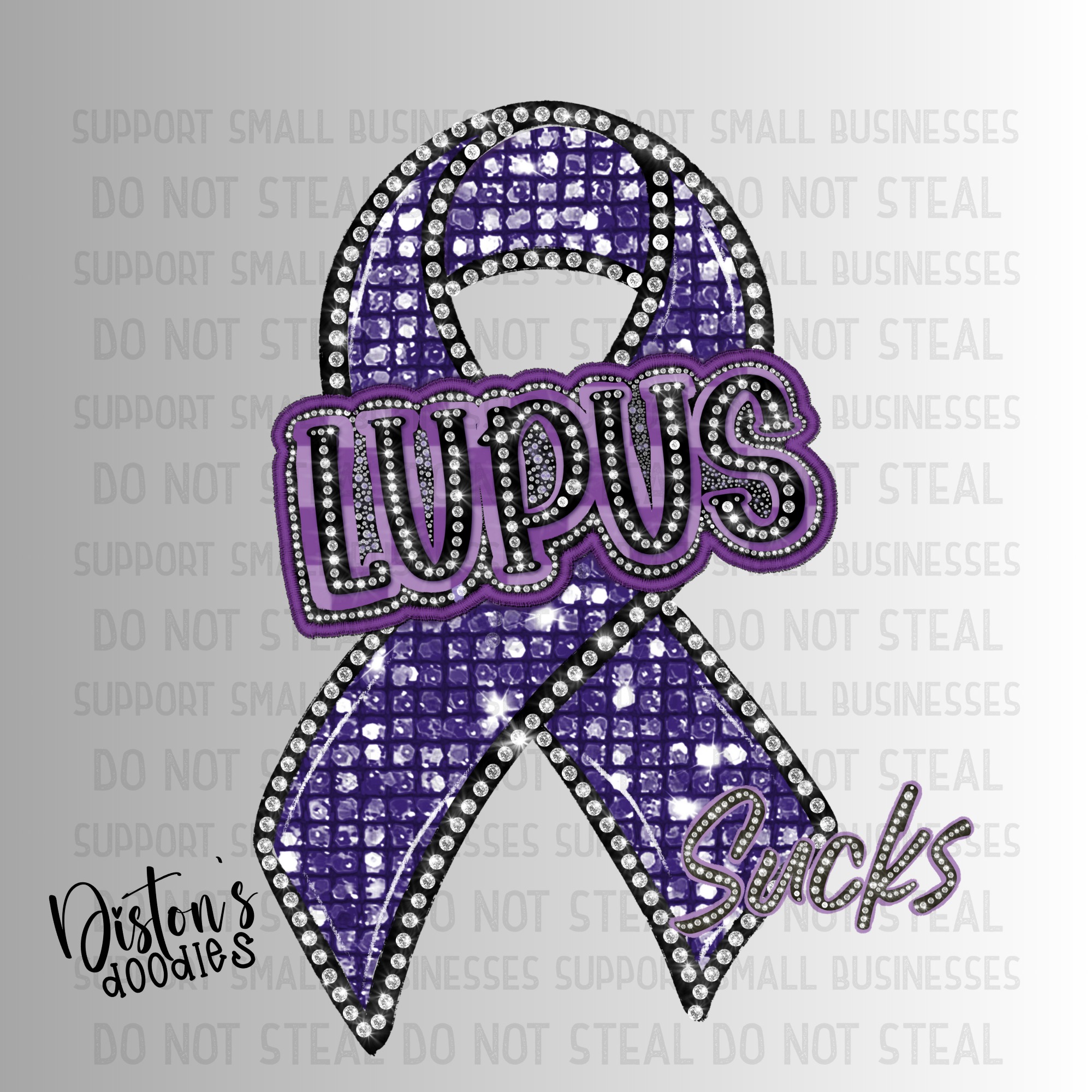 Lupus Sucks Sequin & diamond ribbon