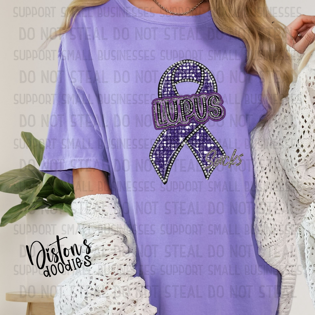Lupus Sucks Sequin & diamond ribbon