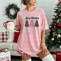 Merry Christmas Trees | Pink & Leopard Tree Digital Design