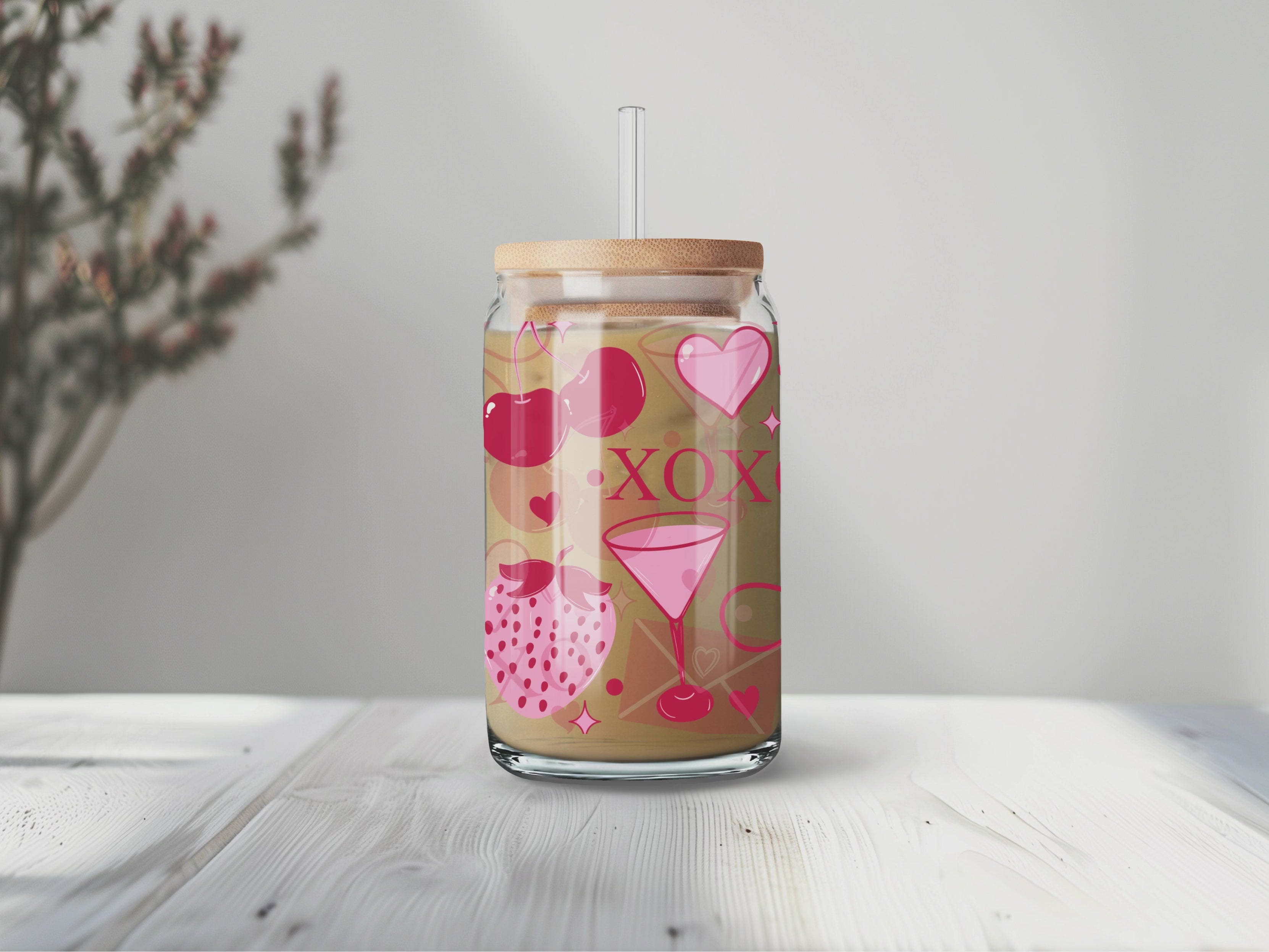 XOXO Valentine’s Day PNG Bundle – Seamless Pattern, 16oz Wrap & Finished Design