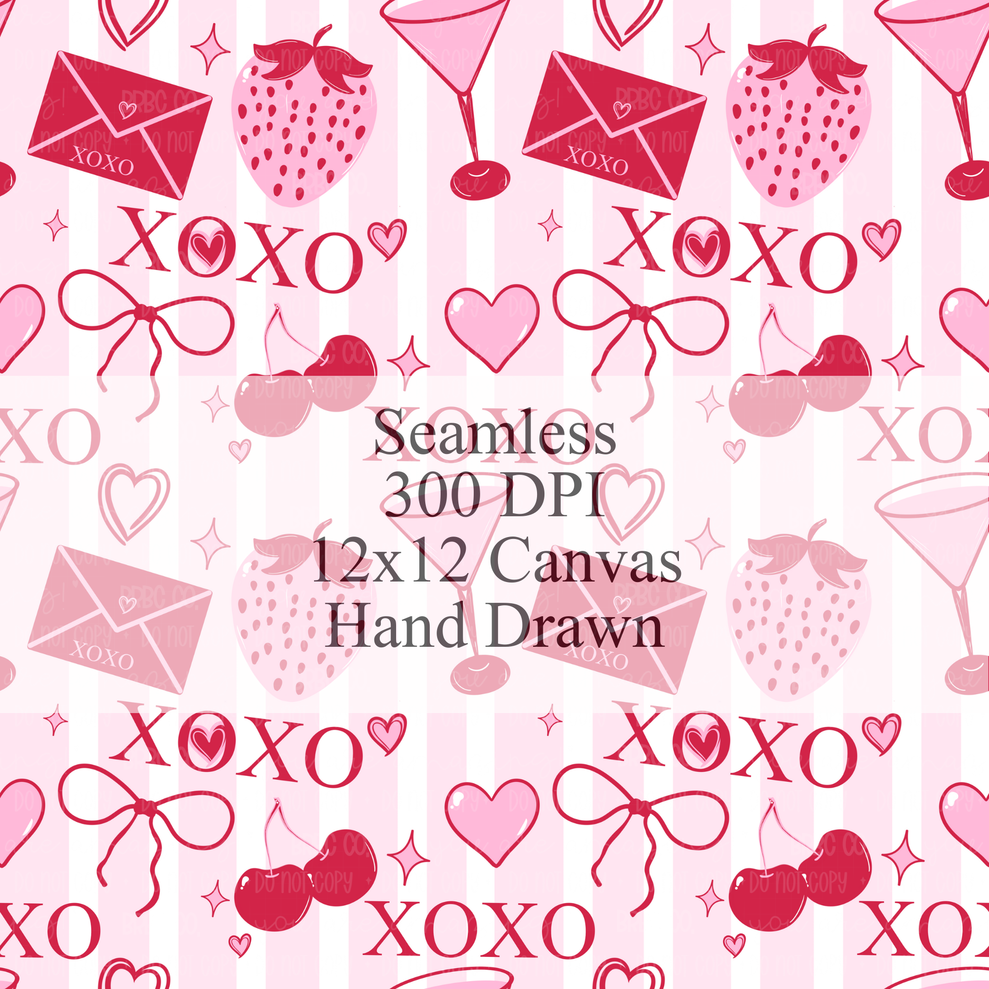 XOXO Valentine’s Day PNG Bundle – Seamless Pattern, 16oz Wrap & Finished Design